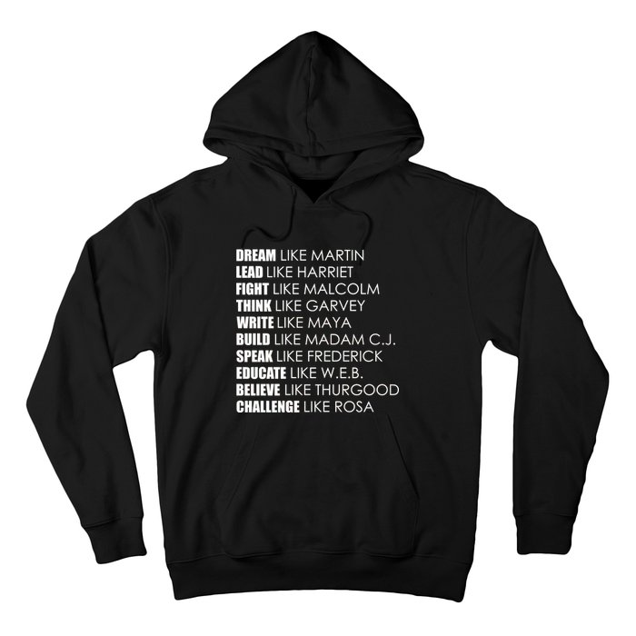 Dream Lead Fight Think Write Build Speak Educate Believe Challenge Hoodie