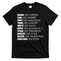 Dream Lead Fight Think Write Build Speak Educate Believe Challenge T-Shirt