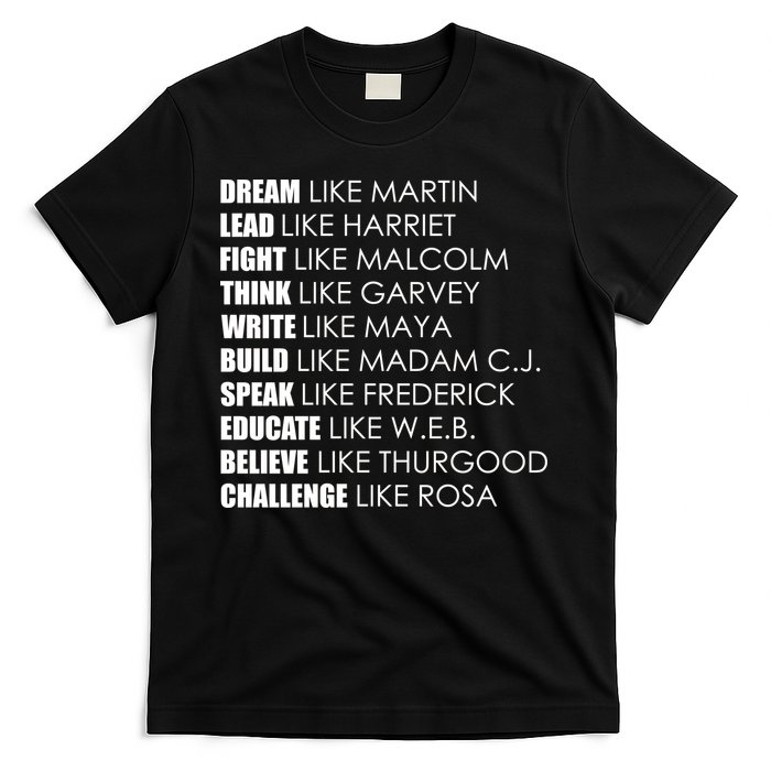 Dream Lead Fight Think Write Build Speak Educate Believe Challenge T-Shirt