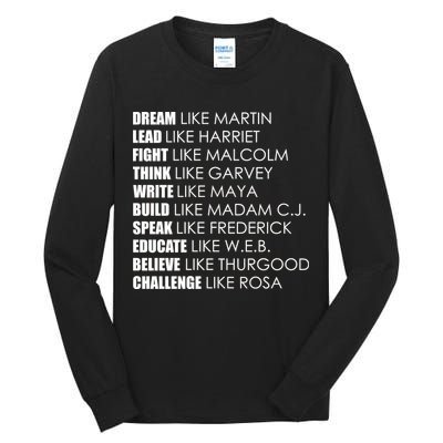 Dream Lead Fight Think Write Build Speak Educate Believe Challenge Tall Long Sleeve T-Shirt