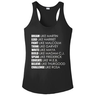 Dream Lead Fight Think Write Build Speak Educate Believe Challenge Ladies PosiCharge Competitor Racerback Tank