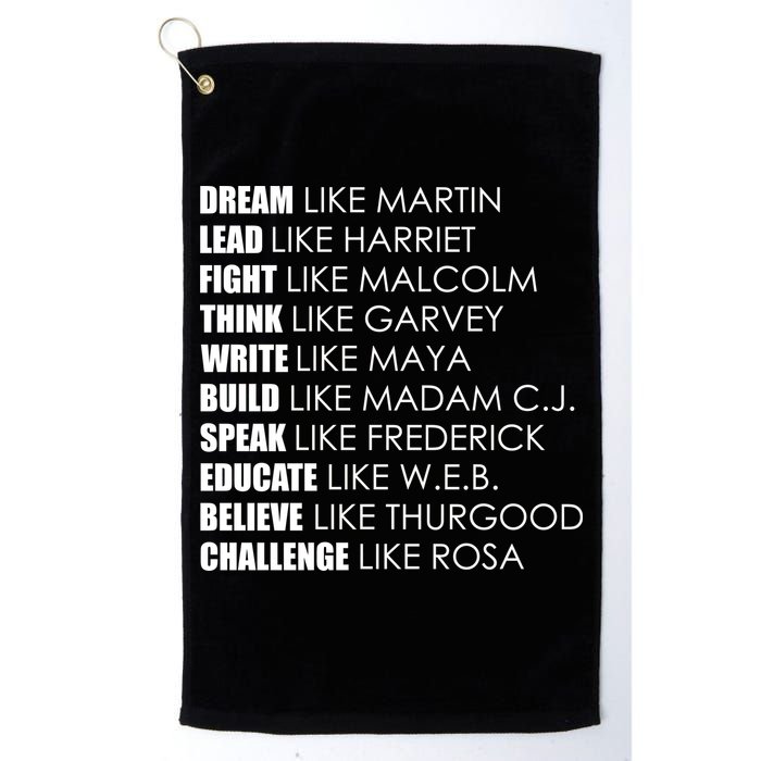 Dream Lead Fight Think Write Build Speak Educate Believe Challenge Golf Towel
