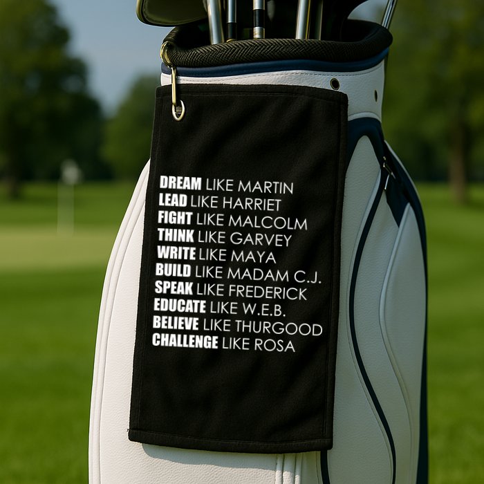 Dream Lead Fight Think Write Build Speak Educate Believe Challenge Golf Towel