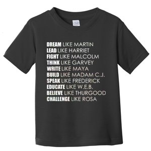 Dream Lead Fight Think Write Build Speak Educate Believe Challenge Toddler T-Shirt