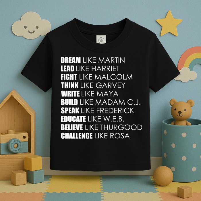 Dream Lead Fight Think Write Build Speak Educate Believe Challenge Toddler T-Shirt