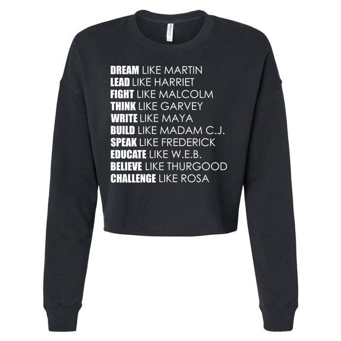 Dream Lead Fight Think Write Build Speak Educate Believe Challenge Cropped Pullover Crew
