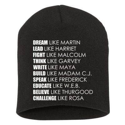 Dream Lead Fight Think Write Build Speak Educate Believe Challenge Short Acrylic Beanie