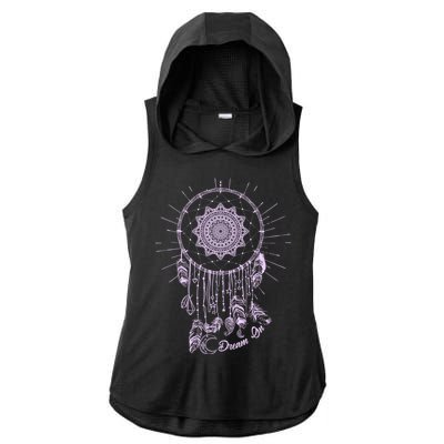 Dream On Native American Dream Catcher Ladies PosiCharge Tri-Blend Wicking Draft Hoodie Tank