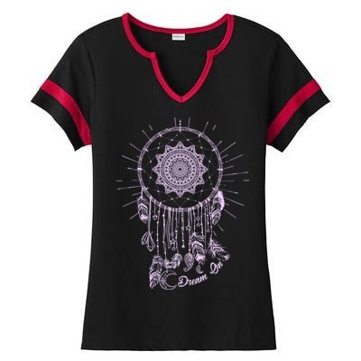 Dream On Native American Dream Catcher Ladies Halftime Notch Neck Tee