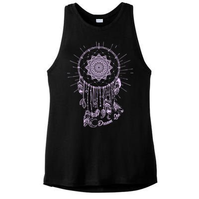 Dream On Native American Dream Catcher Ladies PosiCharge Tri-Blend Wicking Tank