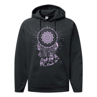 Dream On Native American Dream Catcher Performance Fleece Hoodie