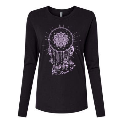 Dream On Native American Dream Catcher Womens Cotton Relaxed Long Sleeve T-Shirt