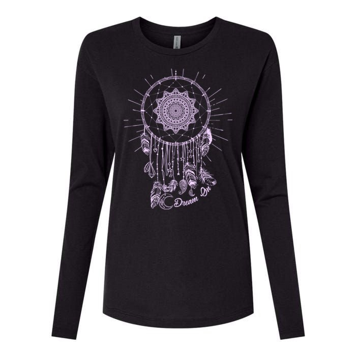 Dream On Native American Dream Catcher Womens Cotton Relaxed Long Sleeve T-Shirt