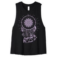 Dream On Native American Dream Catcher Women's Racerback Cropped Tank