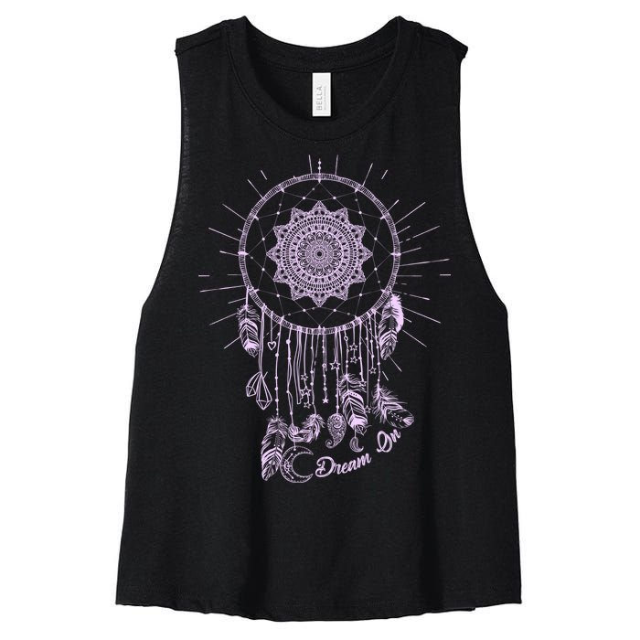 Dream On Native American Dream Catcher Women's Racerback Cropped Tank