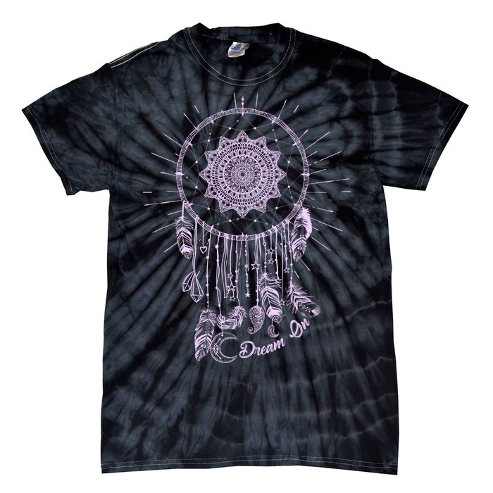 Dream On Native American Dream Catcher Tie-Dye T-Shirt