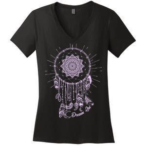 Dream On Native American Dream Catcher Women's V-Neck T-Shirt