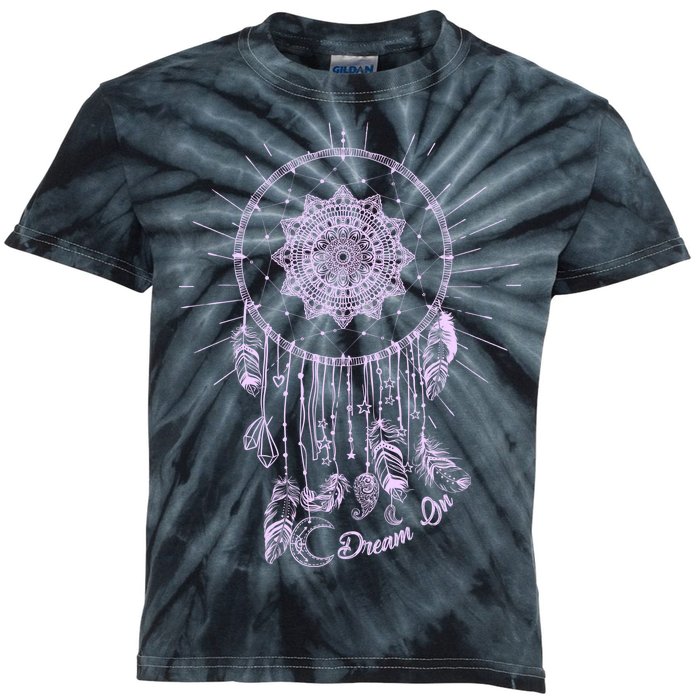 Dream On Native American Dream Catcher Kids Tie-Dye T-Shirt