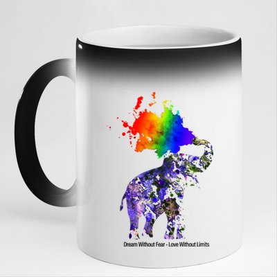 Dream Without Fear Elephant LGBT 11oz Black Color Changing Mug