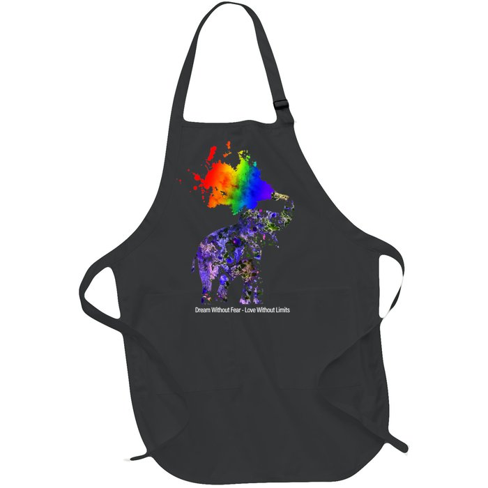 Dream Without Fear Elephant LGBT Full-Length Apron With Pockets