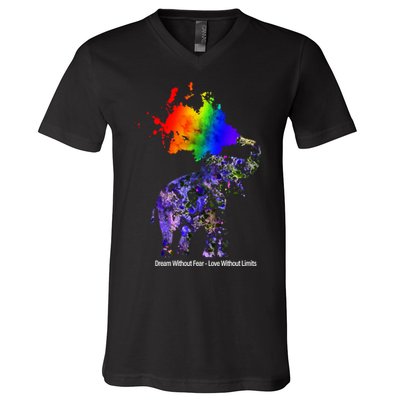Dream Without Fear Elephant LGBT V-Neck T-Shirt
