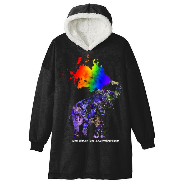 Dream Without Fear Elephant LGBT Hooded Wearable Blanket