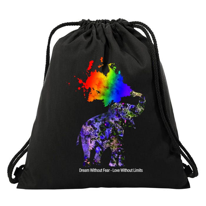 Dream Without Fear Elephant LGBT Drawstring Bag