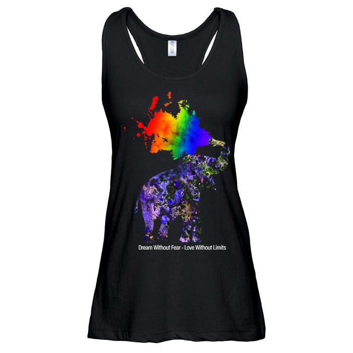 Dream Without Fear Elephant LGBT Ladies Essential Flowy Tank