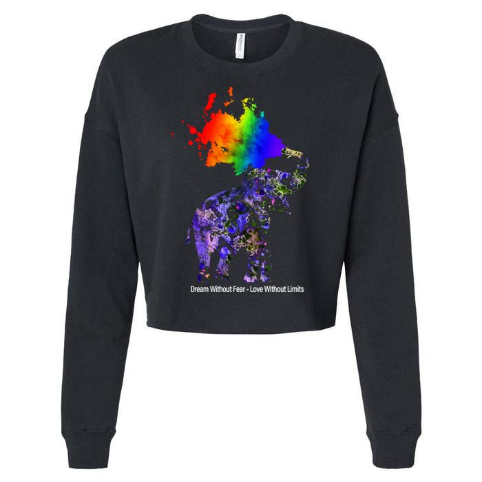 Dream Without Fear Elephant LGBT Cropped Pullover Crew
