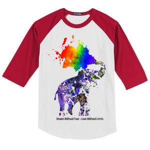 Dream Without Fear Elephant LGBT Kids Colorblock Raglan Jersey