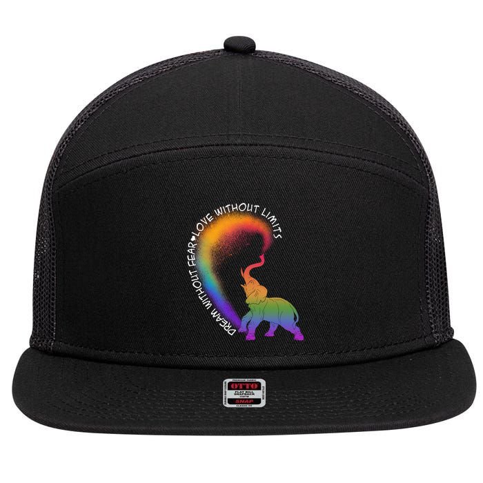 Dream Without Fear Love Without Limits LGBT 7 Panel Mesh Trucker Snapback Hat