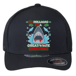 Dreaming of a Great White Shark Ugly Christmas Flexfit Unipanel Trucker Cap