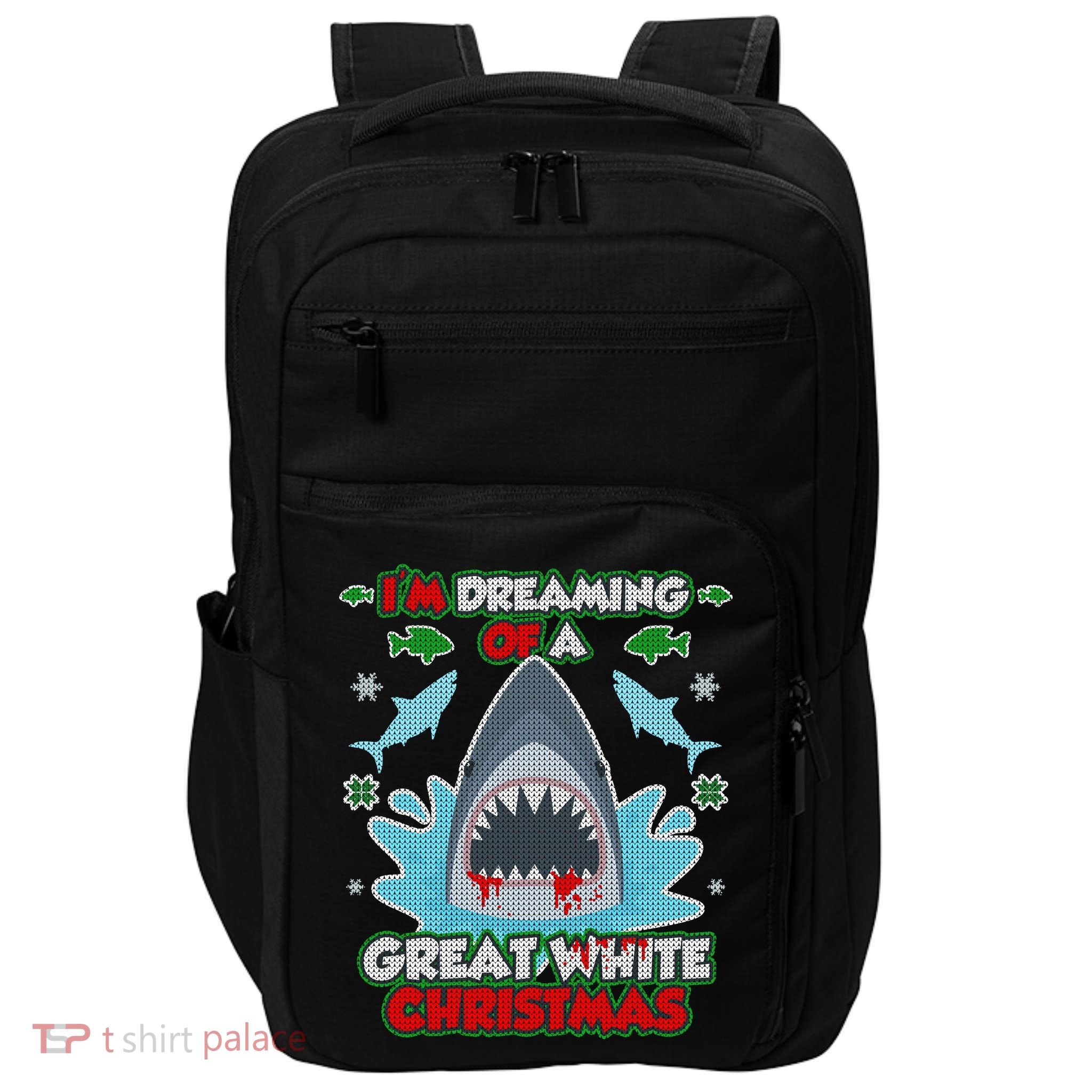 Dreaming of a Great White Shark Ugly Christmas Impact Tech Backpack