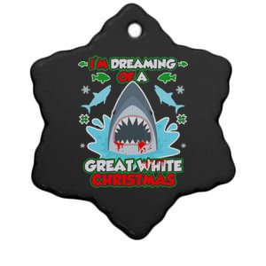 Dreaming of a Great White Shark Ugly Christmas Ceramic Star Ornament