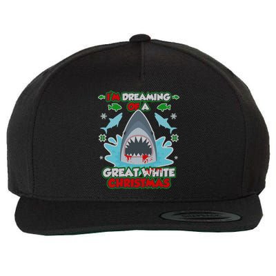 Dreaming of a Great White Shark Ugly Christmas Wool Snapback Cap