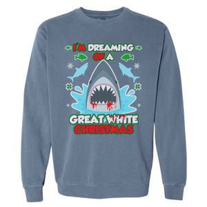 Dreaming of a Great White Shark Ugly Christmas Garment-Dyed Sweatshirt