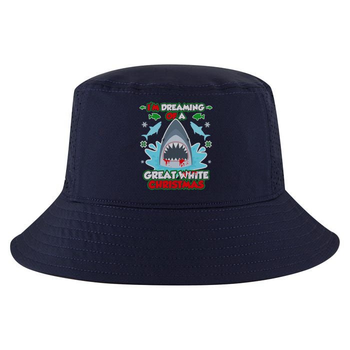 Dreaming of a Great White Shark Ugly Christmas Cool Comfort Performance Bucket Hat