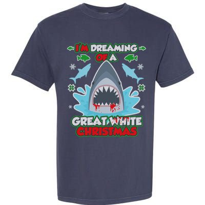 Dreaming of a Great White Shark Ugly Christmas Garment-Dyed Heavyweight T-Shirt