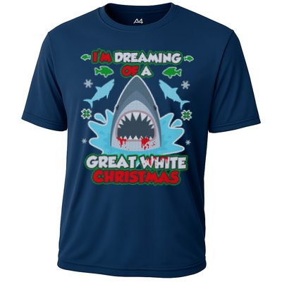 Dreaming of a Great White Shark Ugly Christmas Performance Shirt