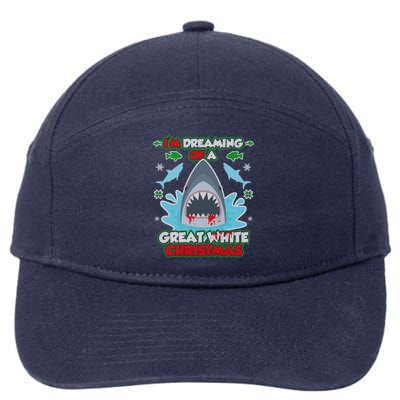 Dreaming of a Great White Shark Ugly Christmas 7-Panel Snapback Hat