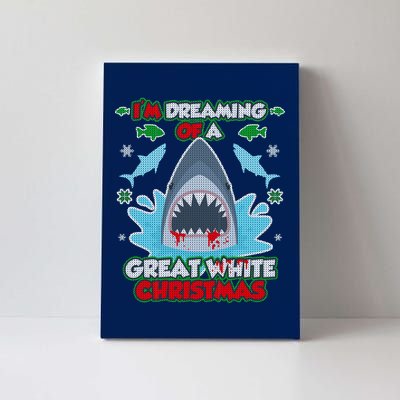 Dreaming of a Great White Shark Ugly Christmas Canvas