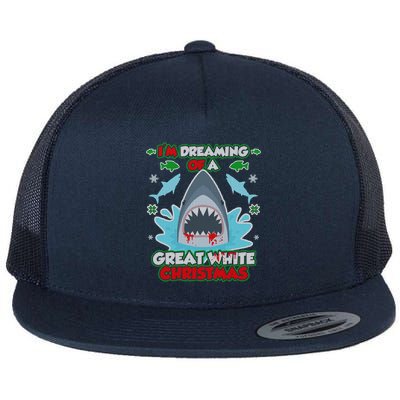 Dreaming of a Great White Shark Ugly Christmas Flatbill Hat