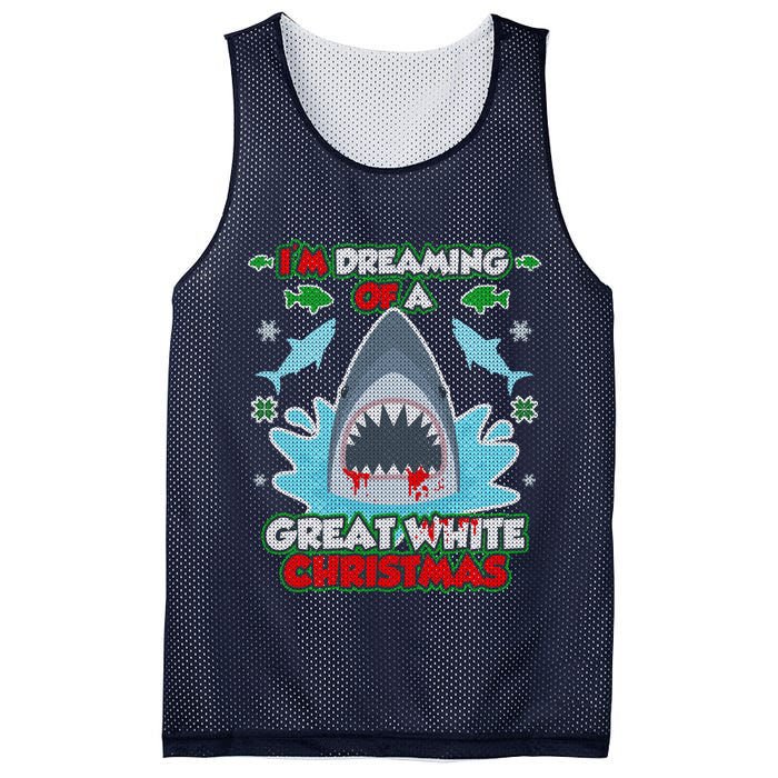 Dreaming of a Great White Shark Ugly Christmas Mesh Reversible Basketball Jersey Tank