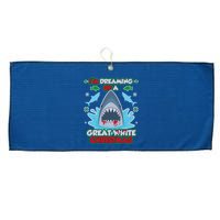 Dreaming of a Great White Shark Ugly Christmas Large Microfiber Waffle Golf Towel