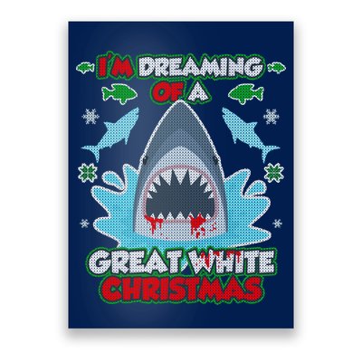 Dreaming of a Great White Shark Ugly Christmas Poster