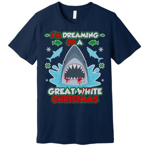 Dreaming of a Great White Shark Ugly Christmas Premium T-Shirt