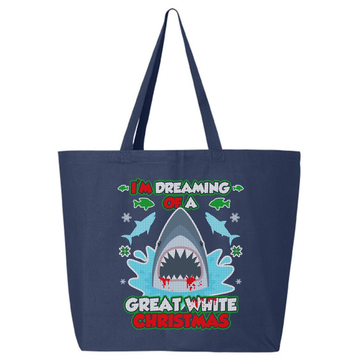 Dreaming of a Great White Shark Ugly Christmas 25L Jumbo Tote