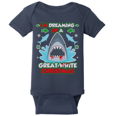 Dreaming of a Great White Shark Ugly Christmas Baby Bodysuit