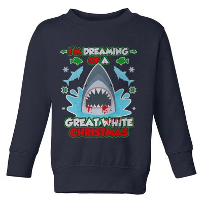 Dreaming of a Great White Shark Ugly Christmas Toddler Sweatshirt