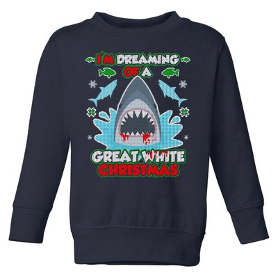 Dreaming of a Great White Shark Ugly Christmas Toddler Sweatshirt